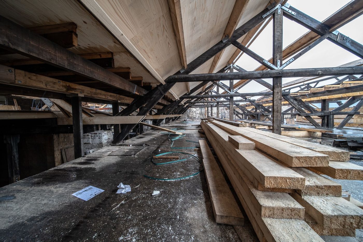 Major roof reconstruction in progress